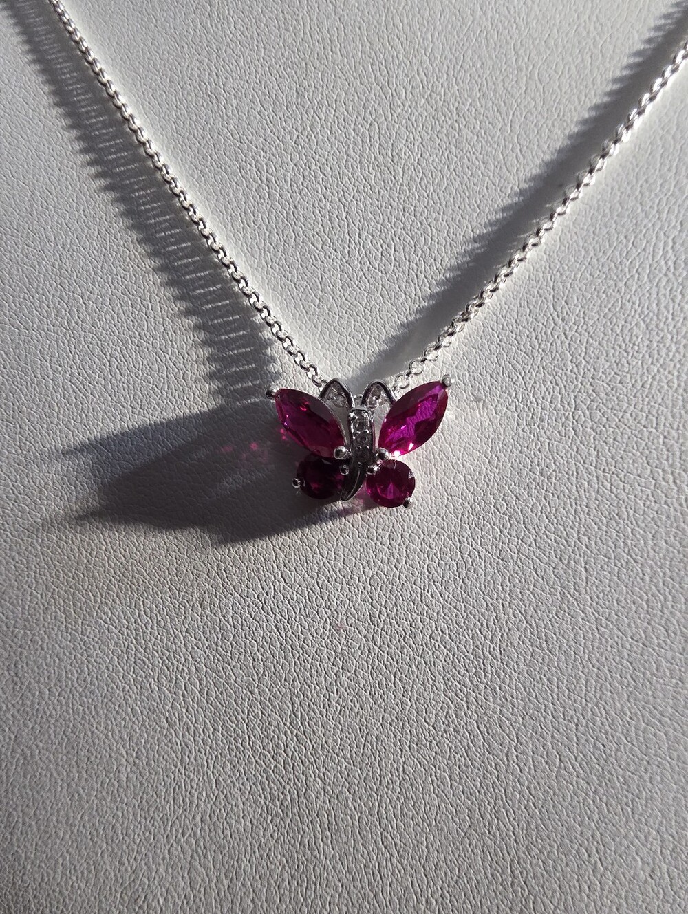 Elizabeth Jewelry Sterling Silver Created Ruby Butterfly Necklace